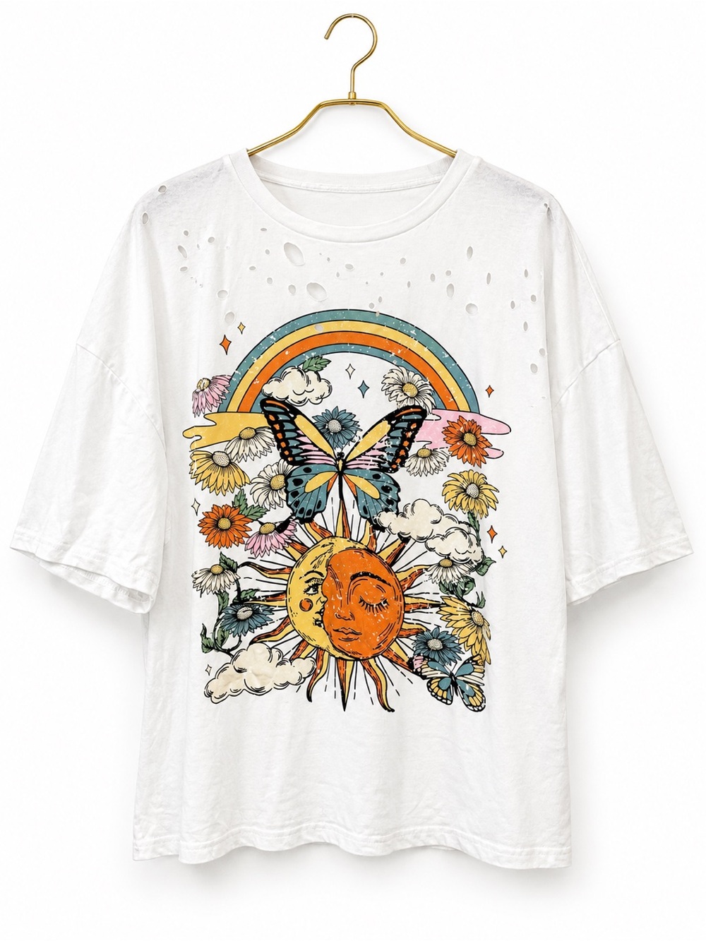 Shein T-Shirt Large New Distressed Hippiecore Outdoors Campcore